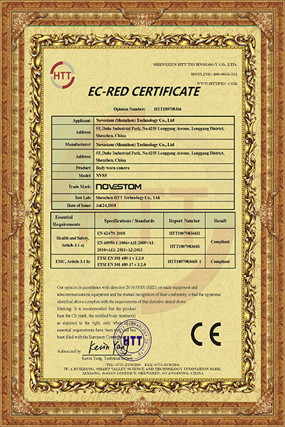 NVS9 EMC certificate for police body camera